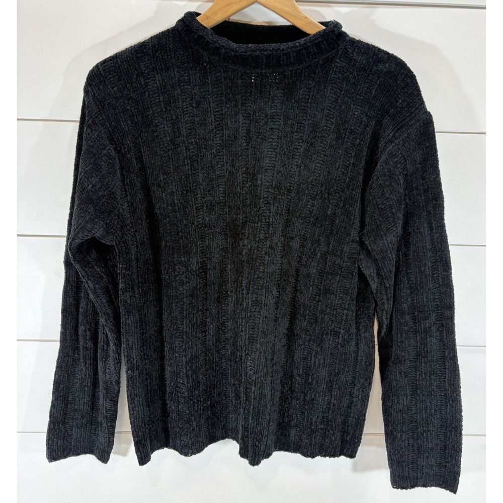 Vintage Northern Reflections Black Sweater Size M Velvet Velour Acrylic Soft Y2K